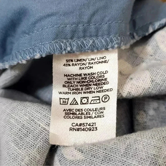 Ann Taylor LOFT Light Blue Floral Linen Blend Floral Skirt Stretch Waist Size XL - Picture 8 of 9